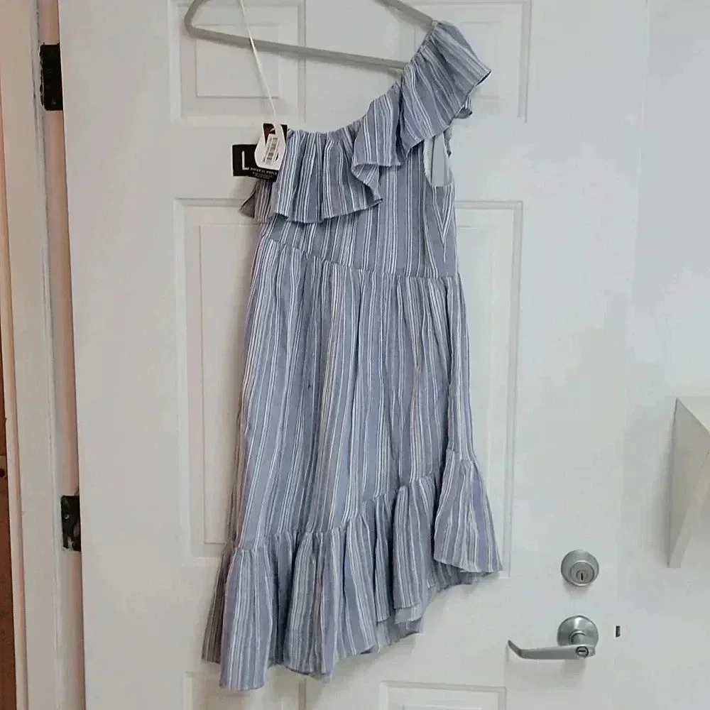 Pamela Dress in Blue & White One Shoulder Dress LoveShackFancy - Picture 6 of 14